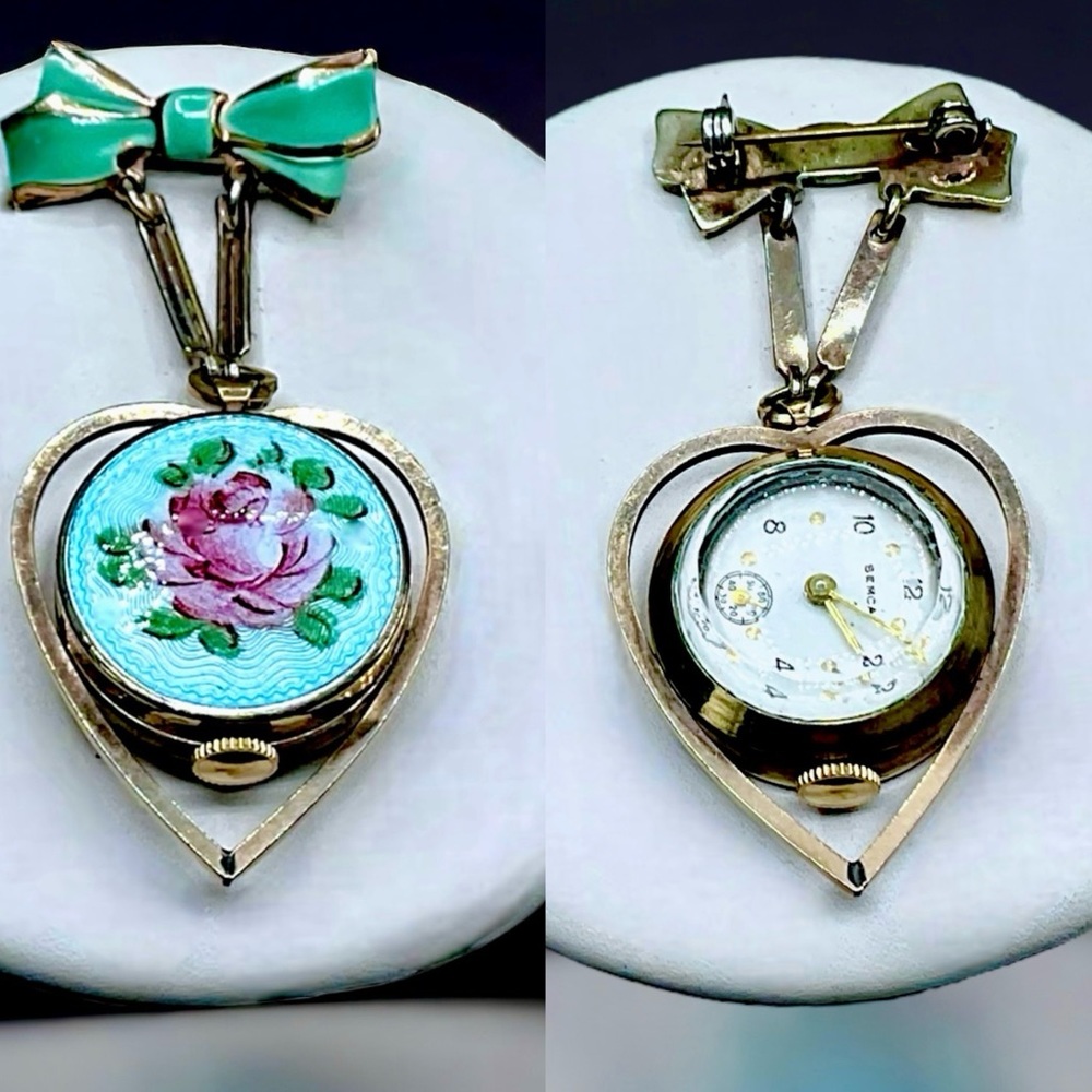 ❤️ Vintage SEMCA GF Guilloche Watch/Brooch